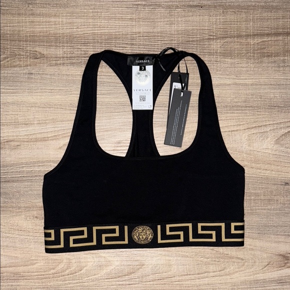 Versace Tops - 💯 NWT AUTH VERSACE BLACK GOLD SPORTS BRA M IT SIZE 3